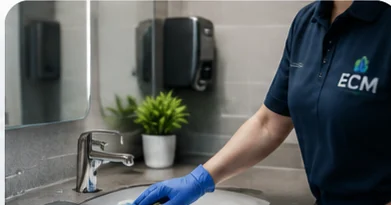 Professional janitorial restroom cleaning